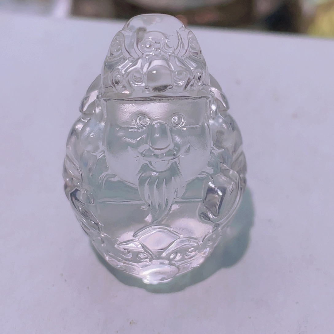 摆件未镶嵌水晶天然白水晶冰透全净体财神摆件
