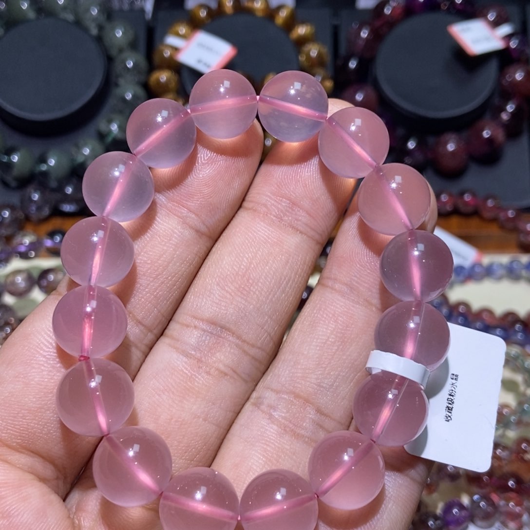 水晶手串未镶嵌吱*?粉晶