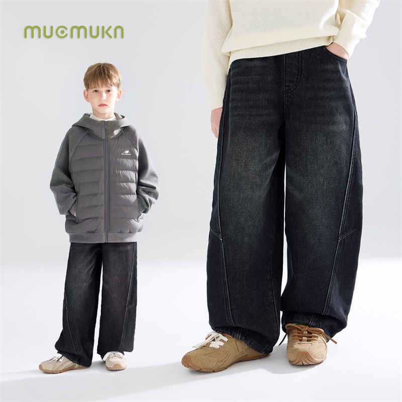 MUCMUKN加绒弯刀牛仔裤软软亲肤厚实裤子男童冬新M54ZK5701