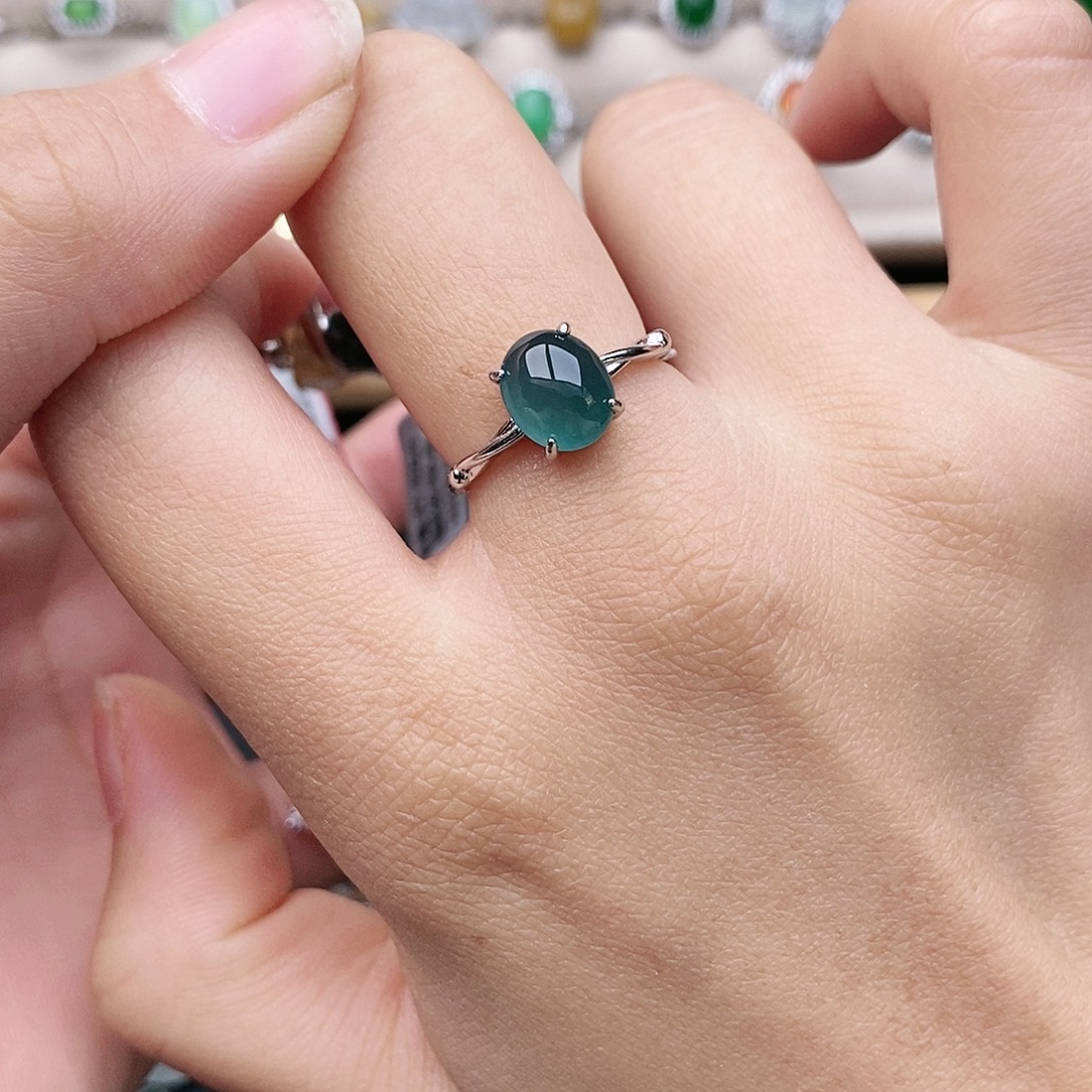 翡翠银S925镶嵌戒指