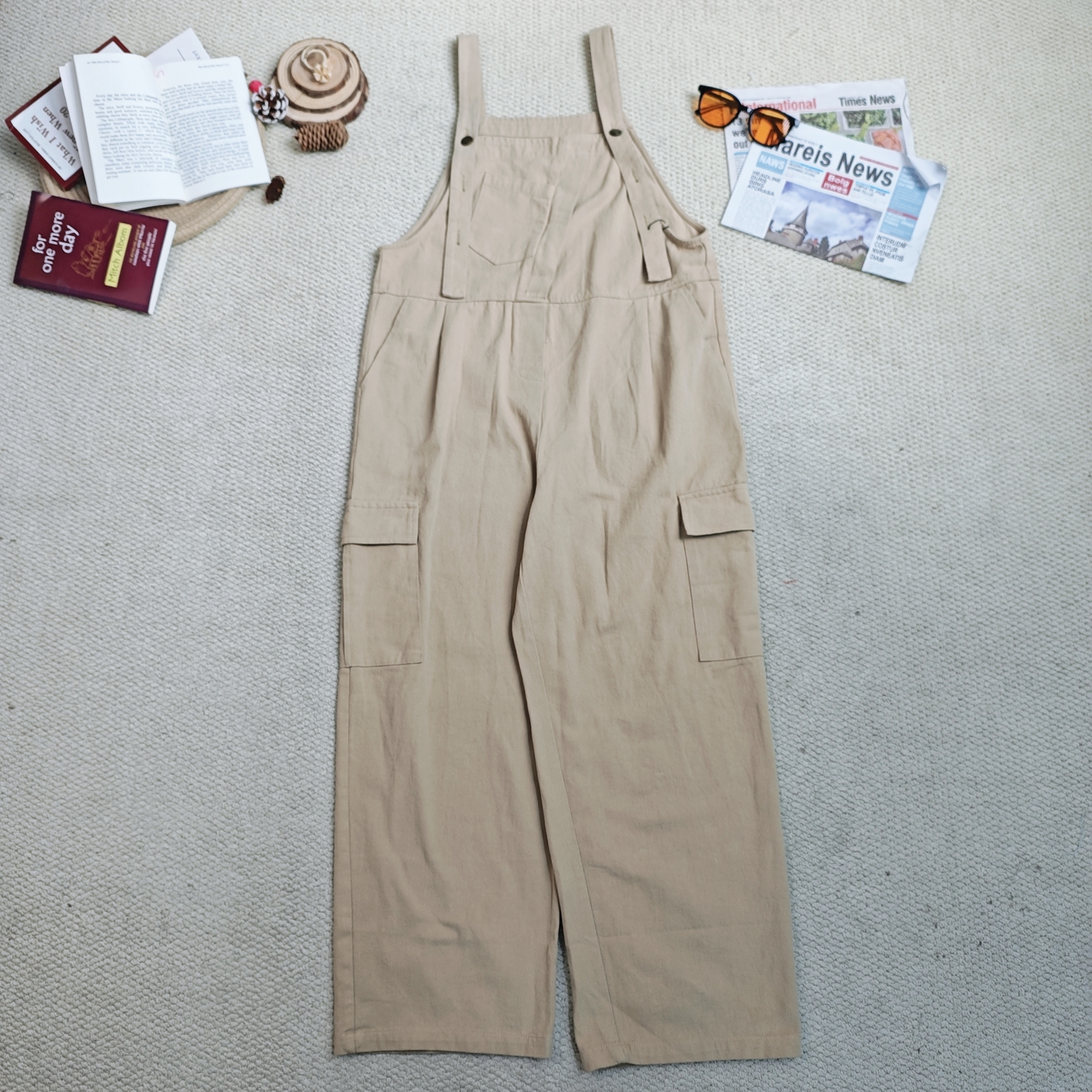 2025春季新款宽松纯色时尚休闲背带裤长裤9663