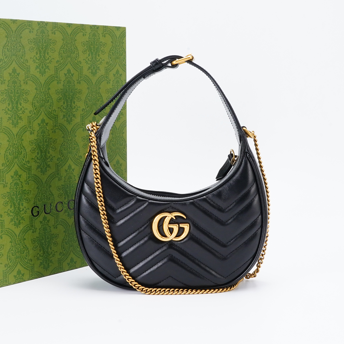 95新 GUCCI/古驰 【桔夕静文】马蒙半月包/BG23005605