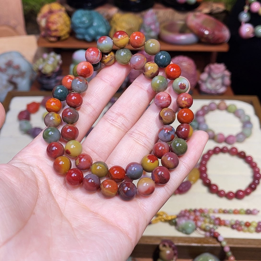 思***羽玛瑙/玉髓未镶嵌手串盐源玛瑙包浆双圈