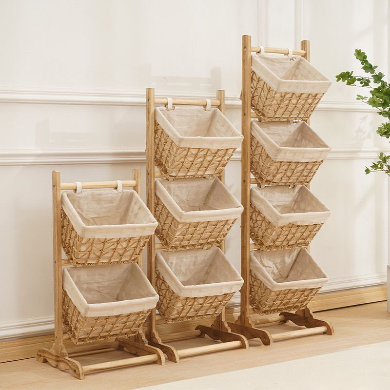 多层置物架（手工编筐➕实木架子）多包裹发货自行组装