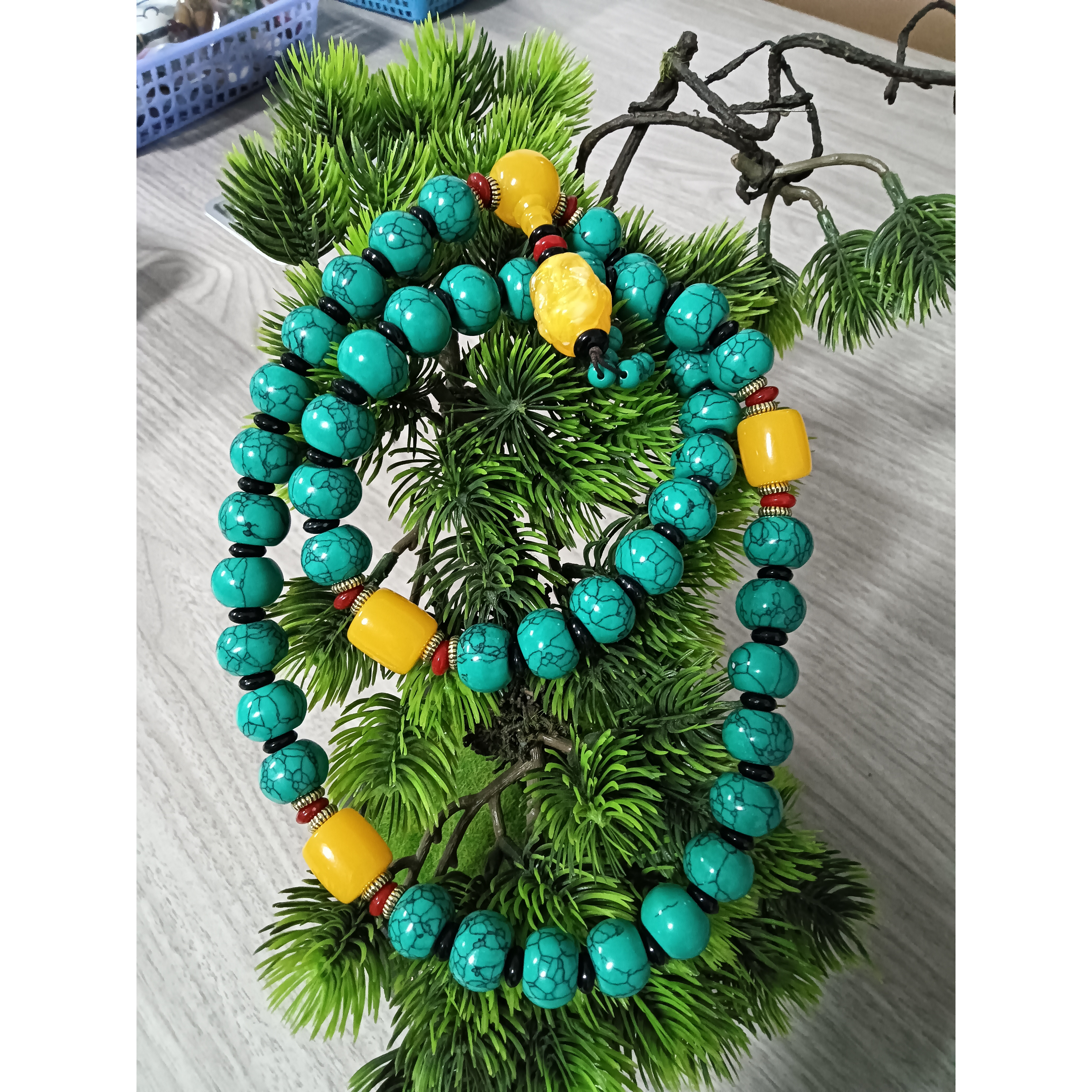 绿满花带蜜蜡颈链YS0152