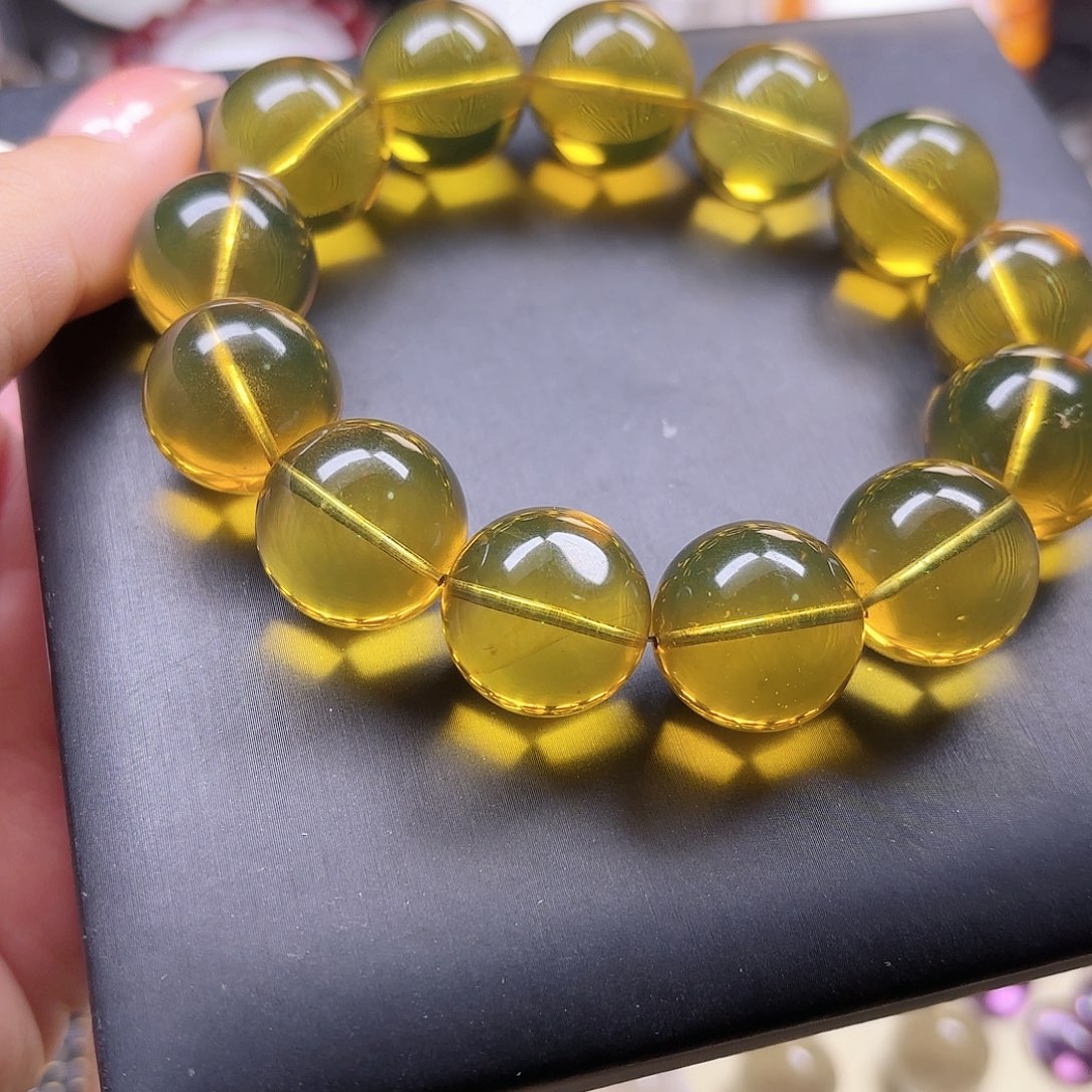 水晶手链未镶嵌琥*蓝珀17.7