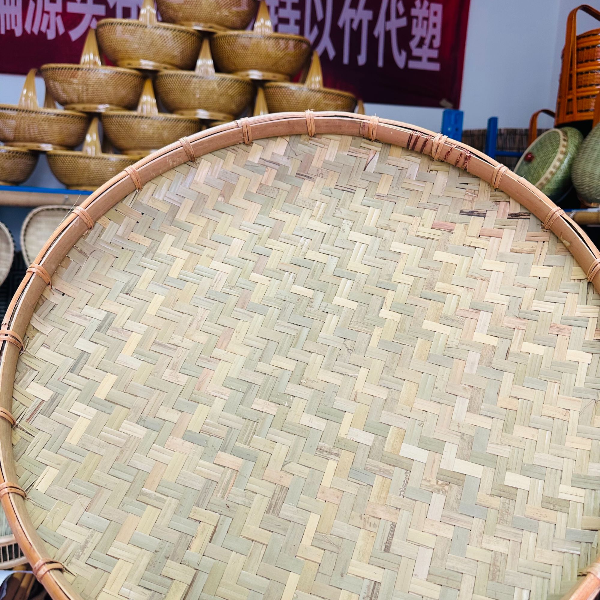 竹青簸箕60CM家用晒盘