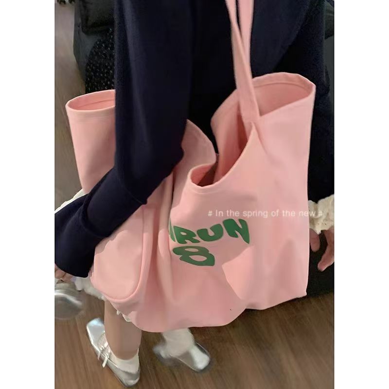 帆布包包少女学生上课通勤单肩包百搭托特包大容量外出手提布袋包