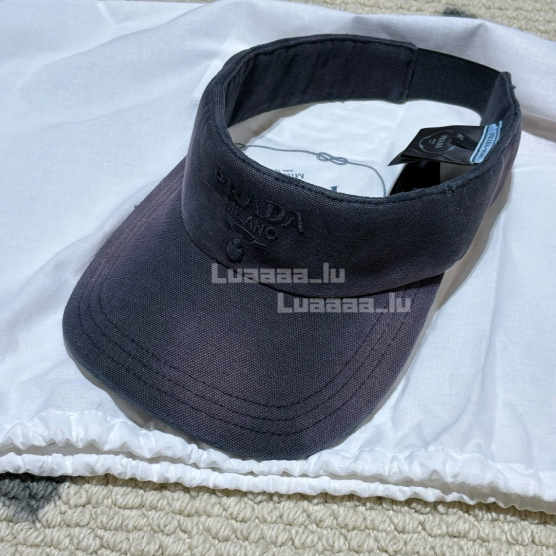 未使用 Prada/普拉达 25新季 刺绣徽标空顶帽 遮阳帽 女款 秀款