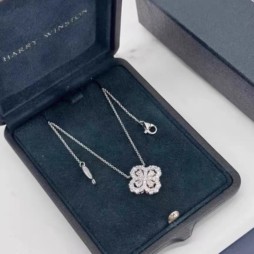 未使用 Harry Winston/海瑞温斯顿 小花6欢 LOOP小号满钻项链白金