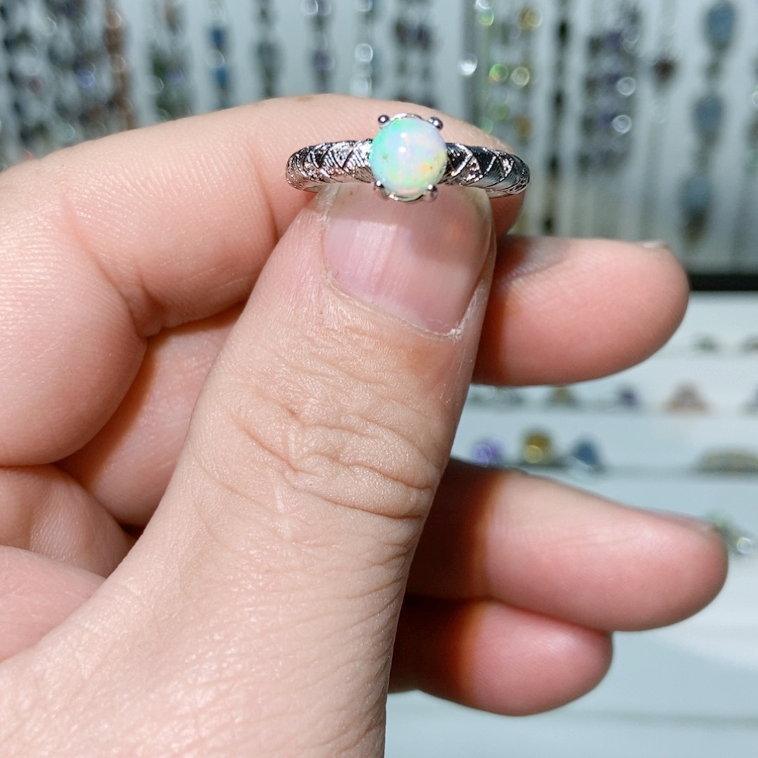 绿水晶戒指银S925镶嵌