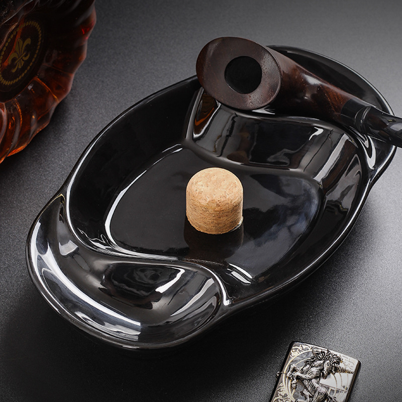 斗客必备，陶瓷烟斗烟灰缸可醒草两位斗座送软木塞