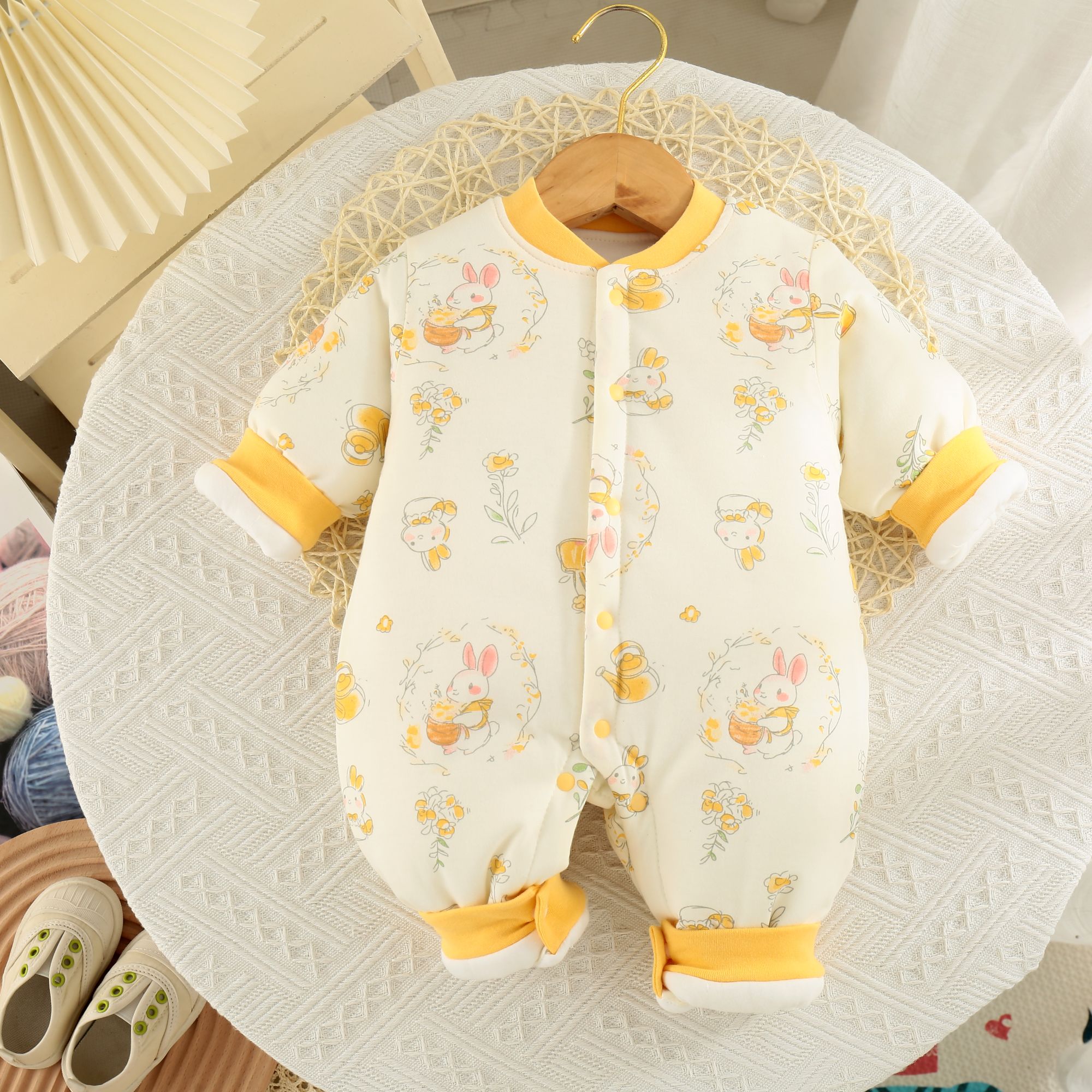 【专享】150克秋冬新生儿纯棉外穿爬服加厚婴幼儿连体衣棉服