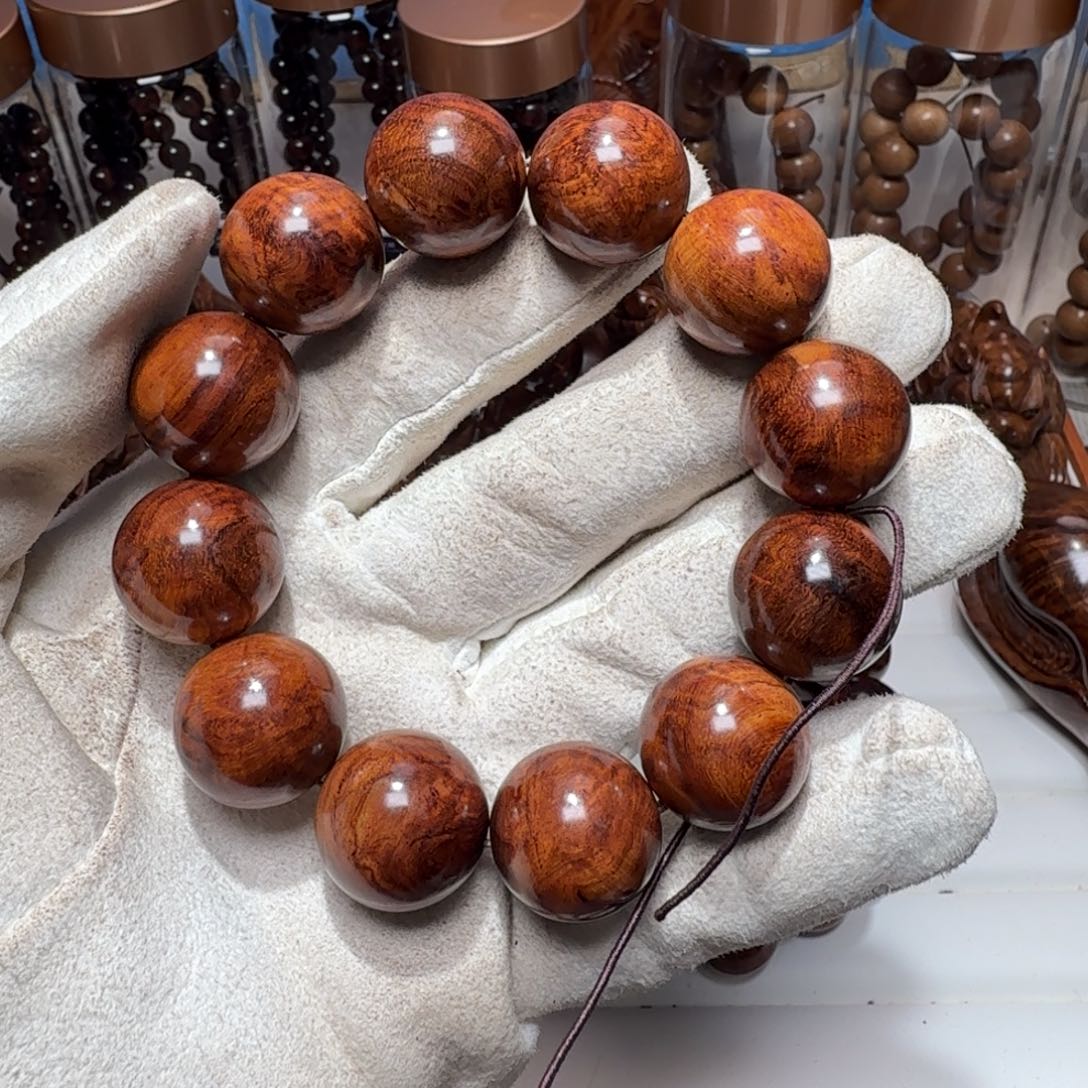 盐***李黄花梨/降香黄檀手串/手链海南黄花梨20瑕疵珠