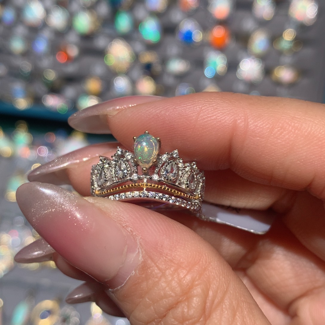 欧泊福利戒指银S925镶嵌