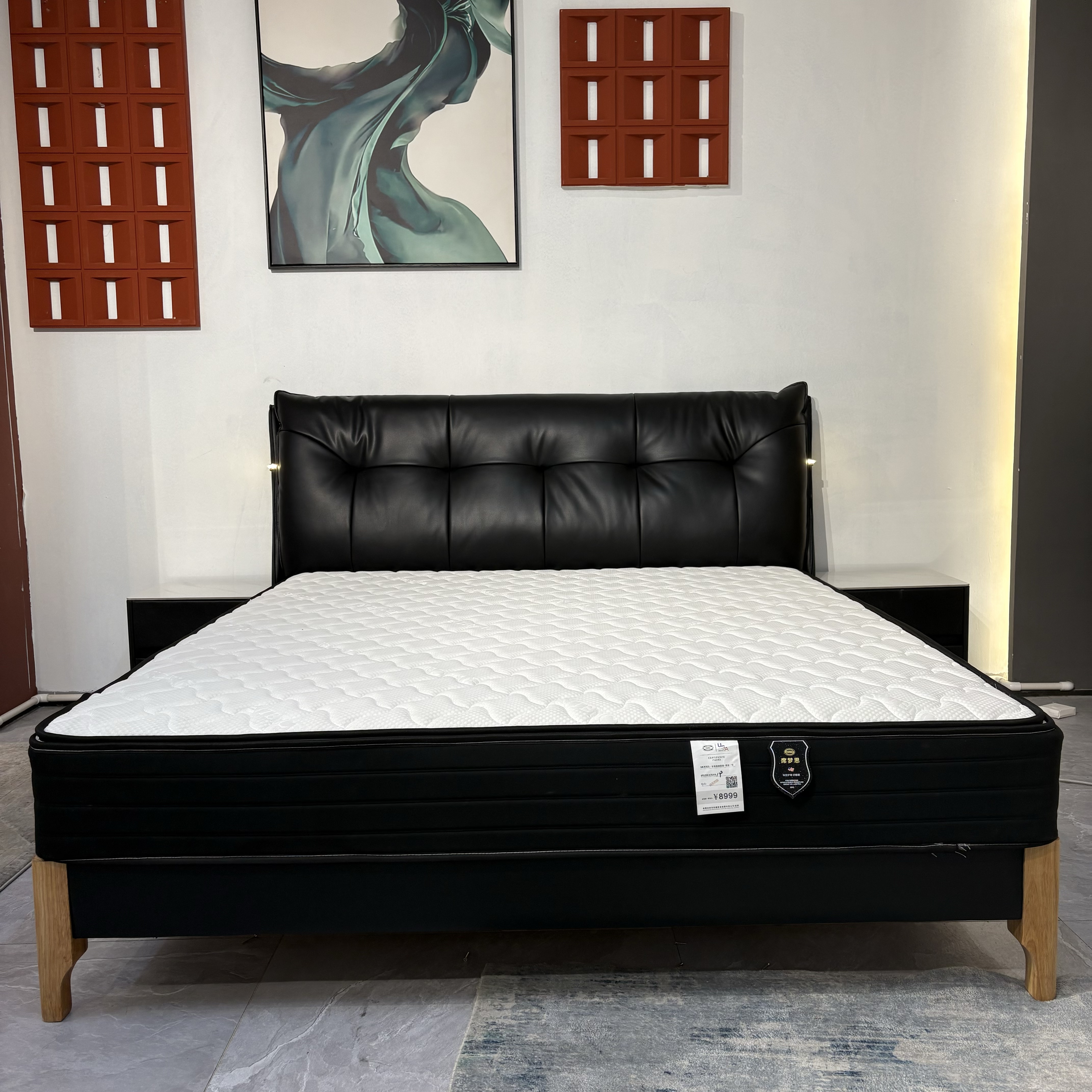 【刘哥甄选】S-810-皮艺床框架头层真皮主卧轻奢橡木床板新款北欧