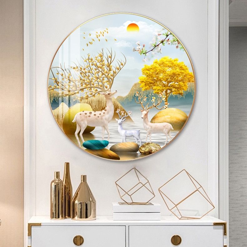 针情针艺十字绣 圆形麋鹿 满绣43色