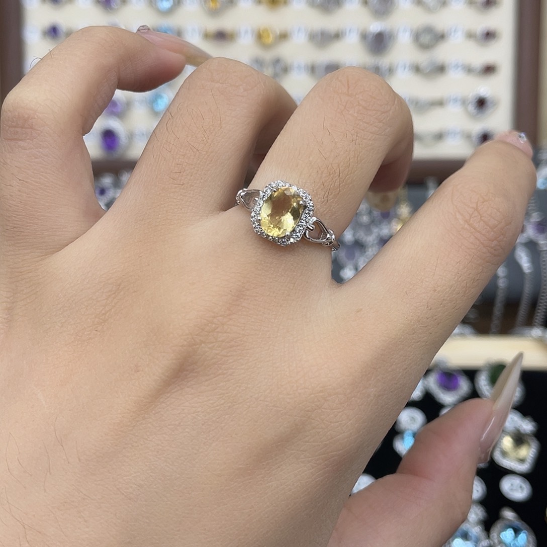 黄晶银S925镶嵌戒指