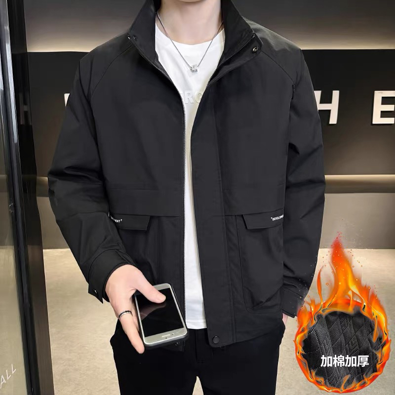 2025秋冬季新款立领二棉男装潮牌宽松夹棉绒加厚外套男士工装夹克