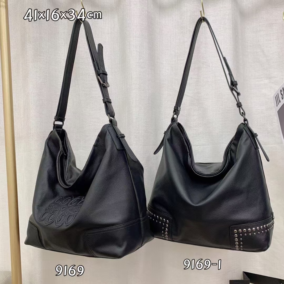 9169#头层牛皮女士休闲斜挎大包