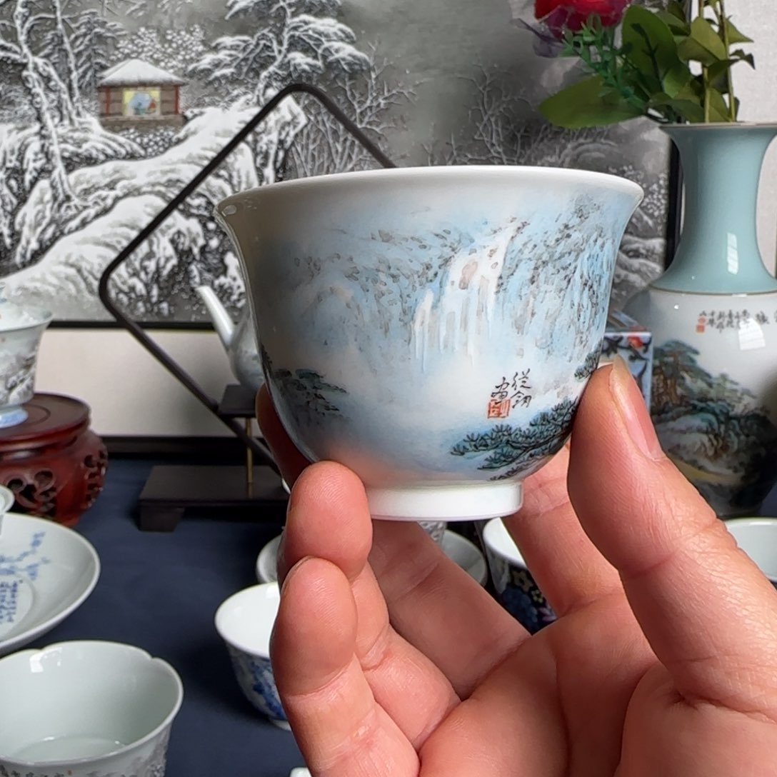 青绿山水手工手绘