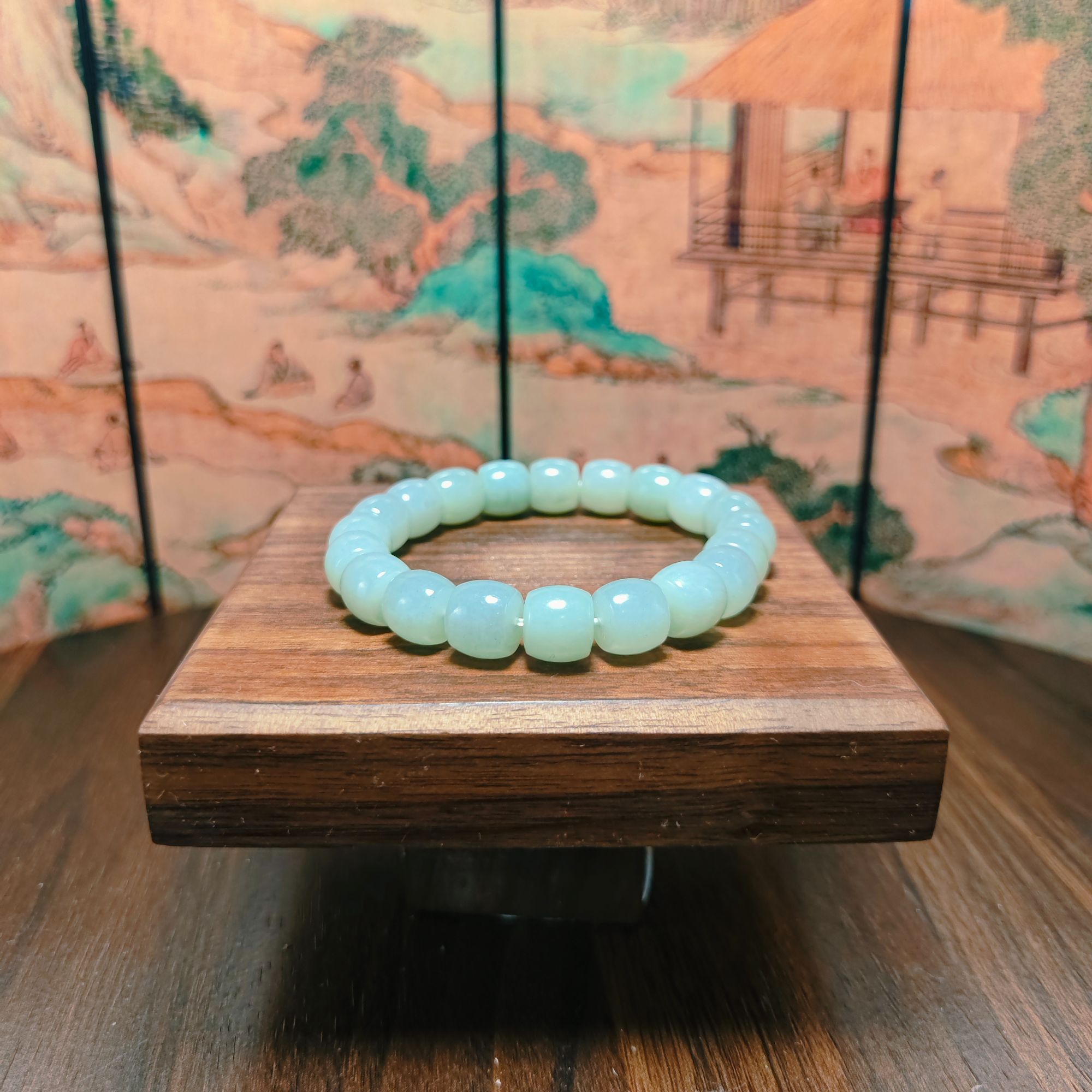 N和田玉桶珠手串（卡10）0458