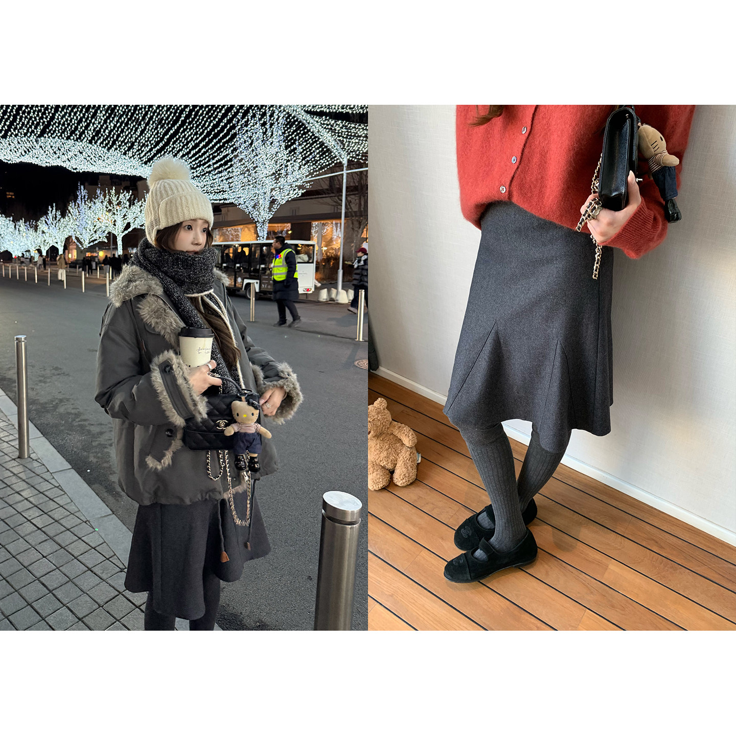 im向【12.30晚8点】时髦智感~60羊毛暗纹呢料A字插片鱼尾半身裙