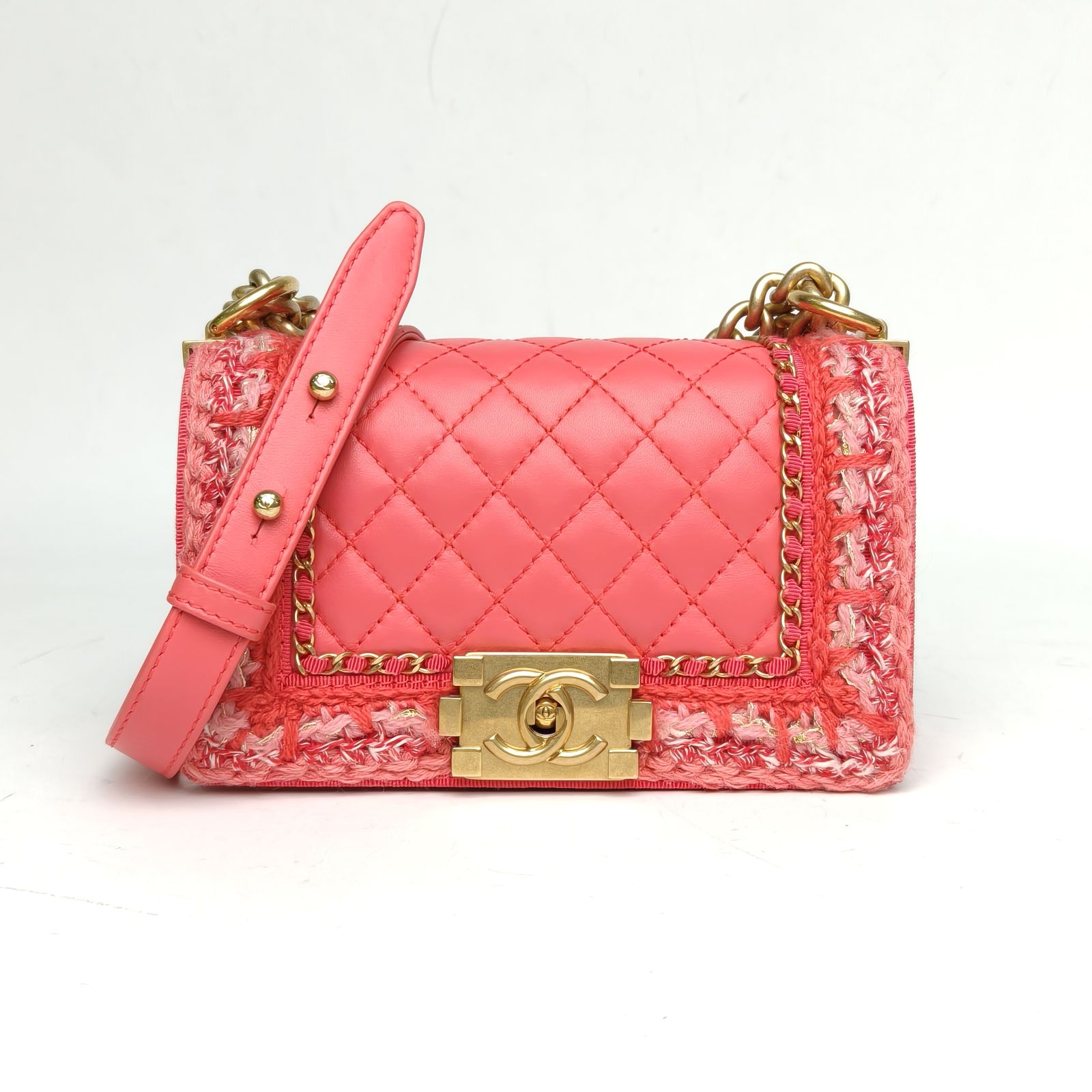 95新 Chanel/香奈儿 【娇】Leboy 20.5 皮革S 23开 金扣 028261