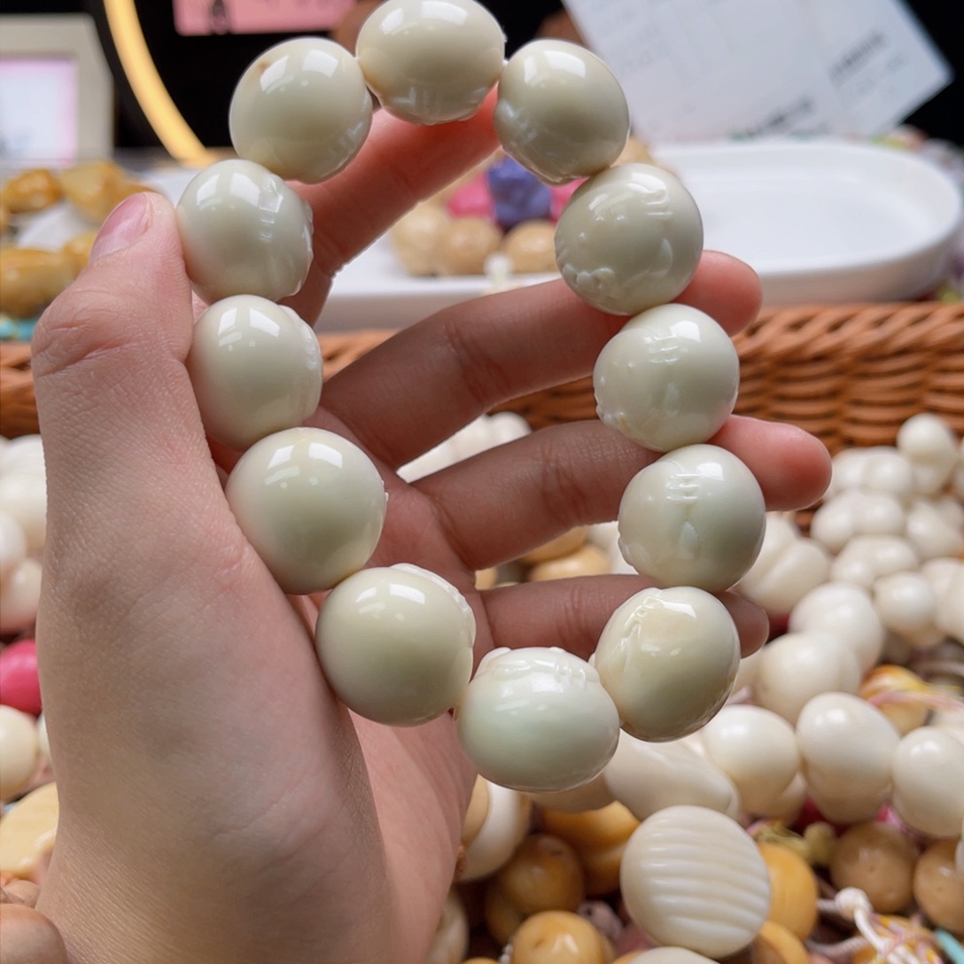 吊坠白玉菩提静*豆成品瑕疵手串福利不售后