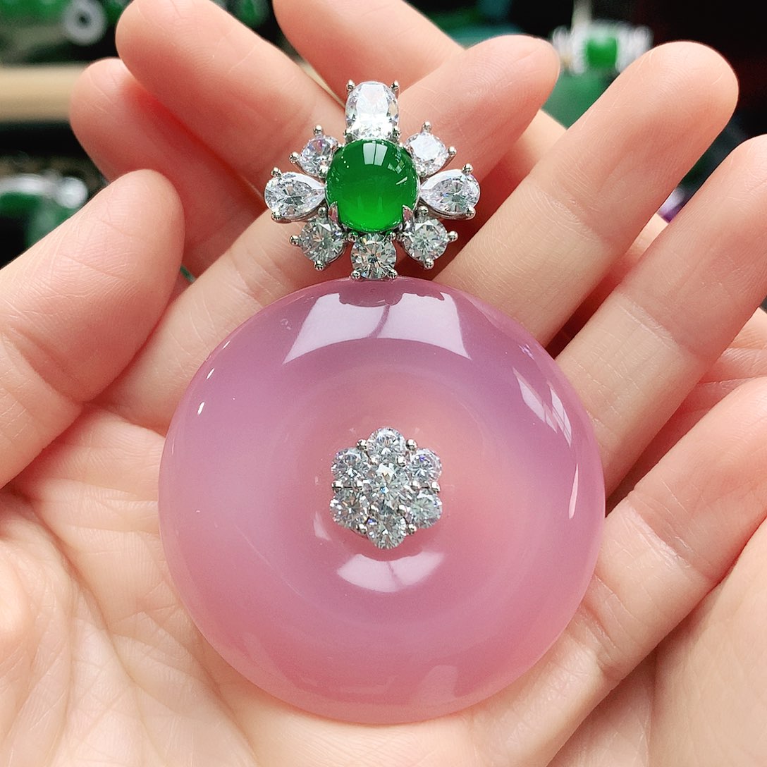 玛瑙/玉髓银S925镶嵌吊坠