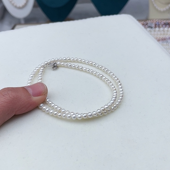 淡水珍珠颈饰未镶嵌卡3.5极光炫彩