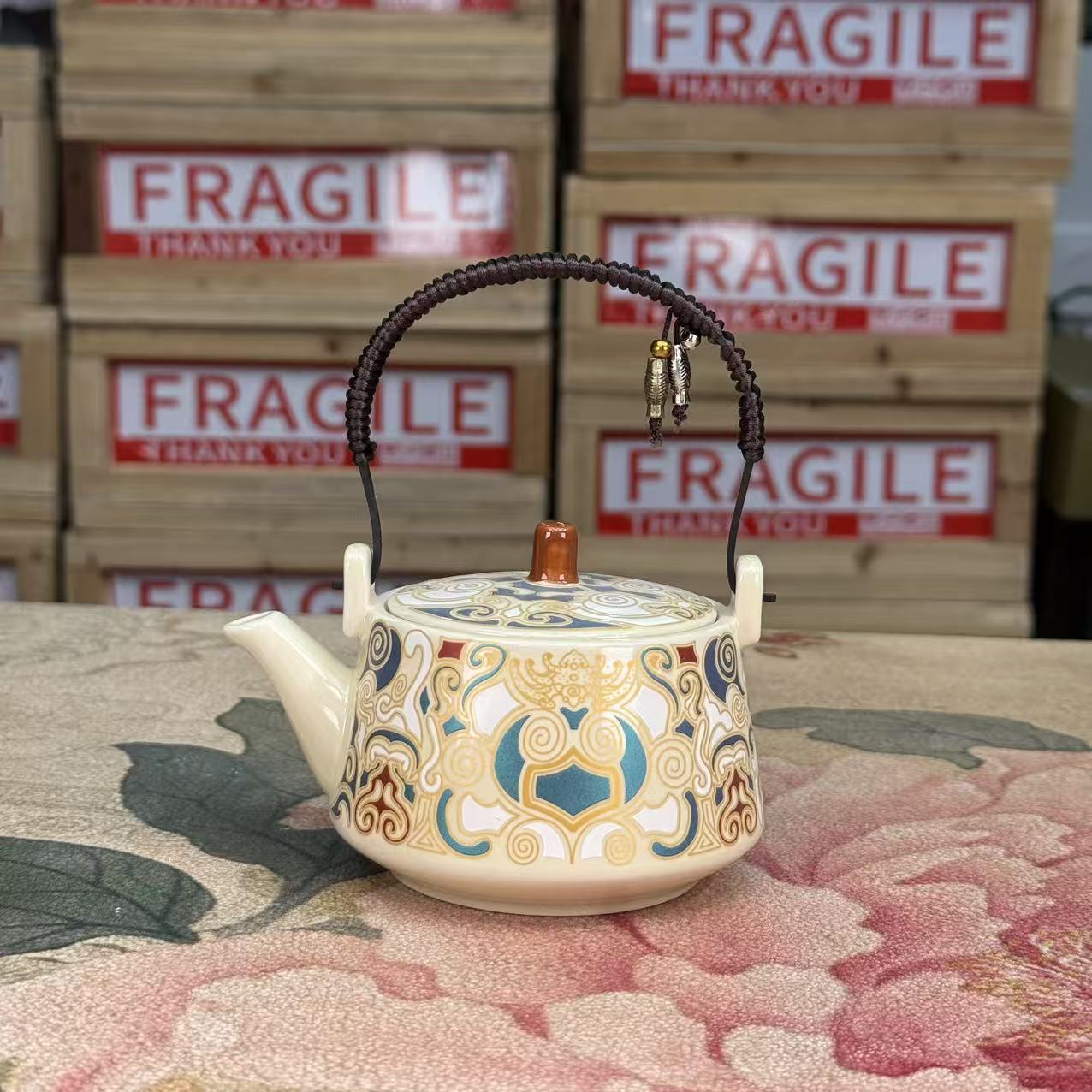 亮光黄金银措提梁壶3059