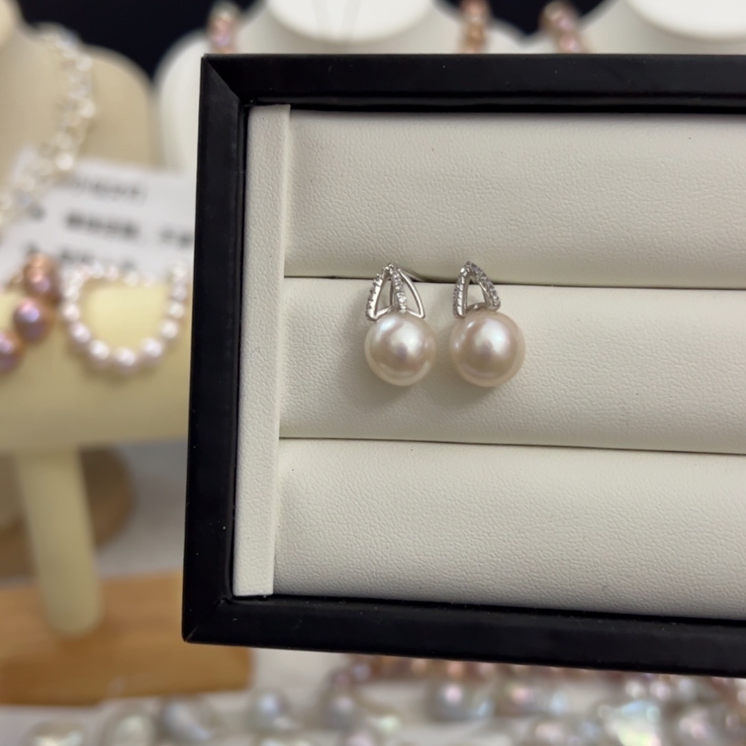 淡水珍珠耳饰银S925镶嵌