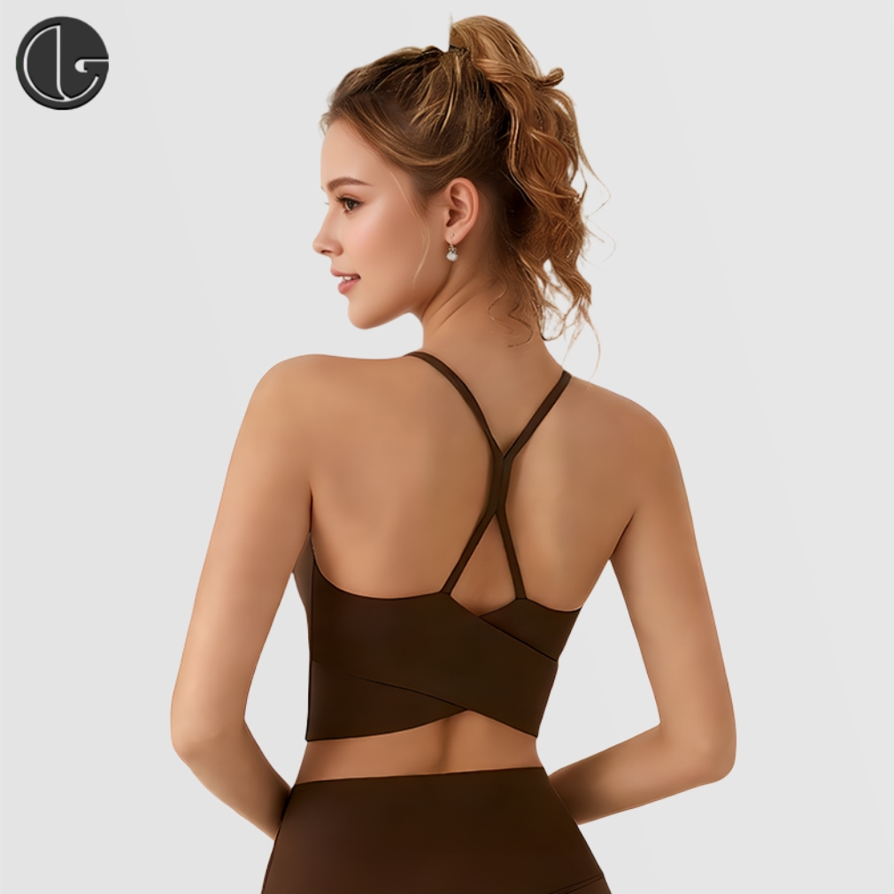 运动吊带背心女外穿一体固定胸垫健身防震交叉美背透气瑜伽内衣