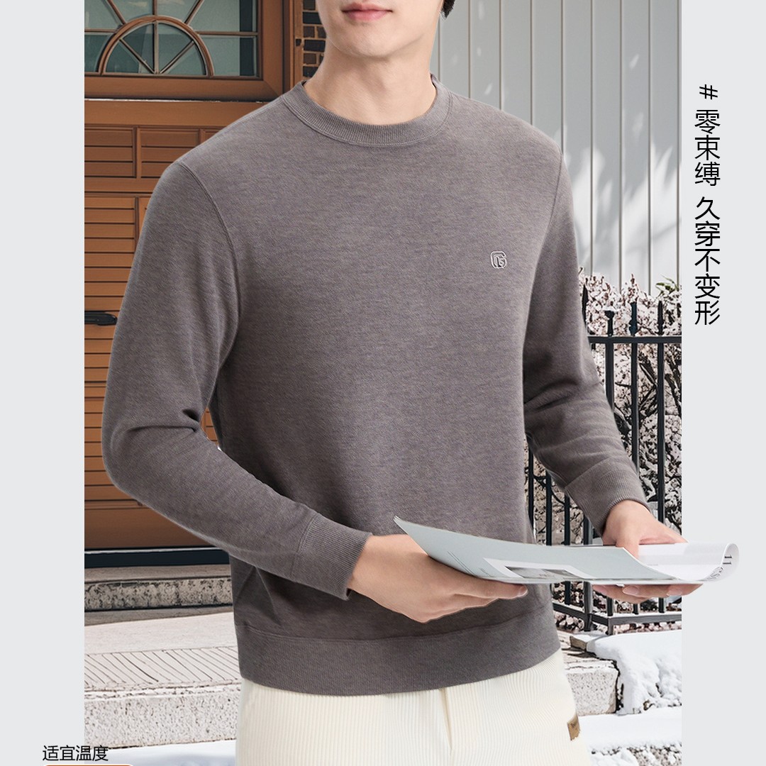 【大姐家】男士德绒羊毛粗针圆领可外穿打底衫休闲时尚秋冬季8380