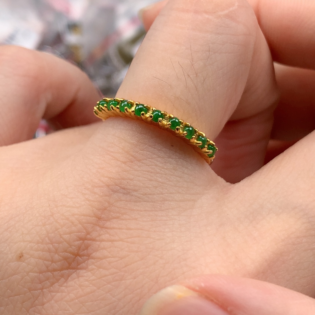 翡翠戒指银S925镶嵌天然翡翠戒指