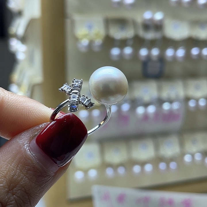 淡水珍珠戒指银S925镶嵌