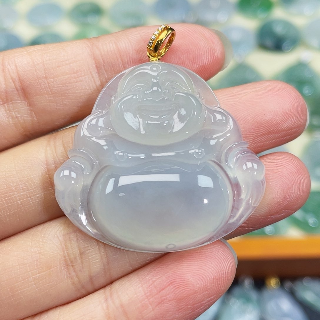 翡翠颈饰18K金镶嵌吊坠