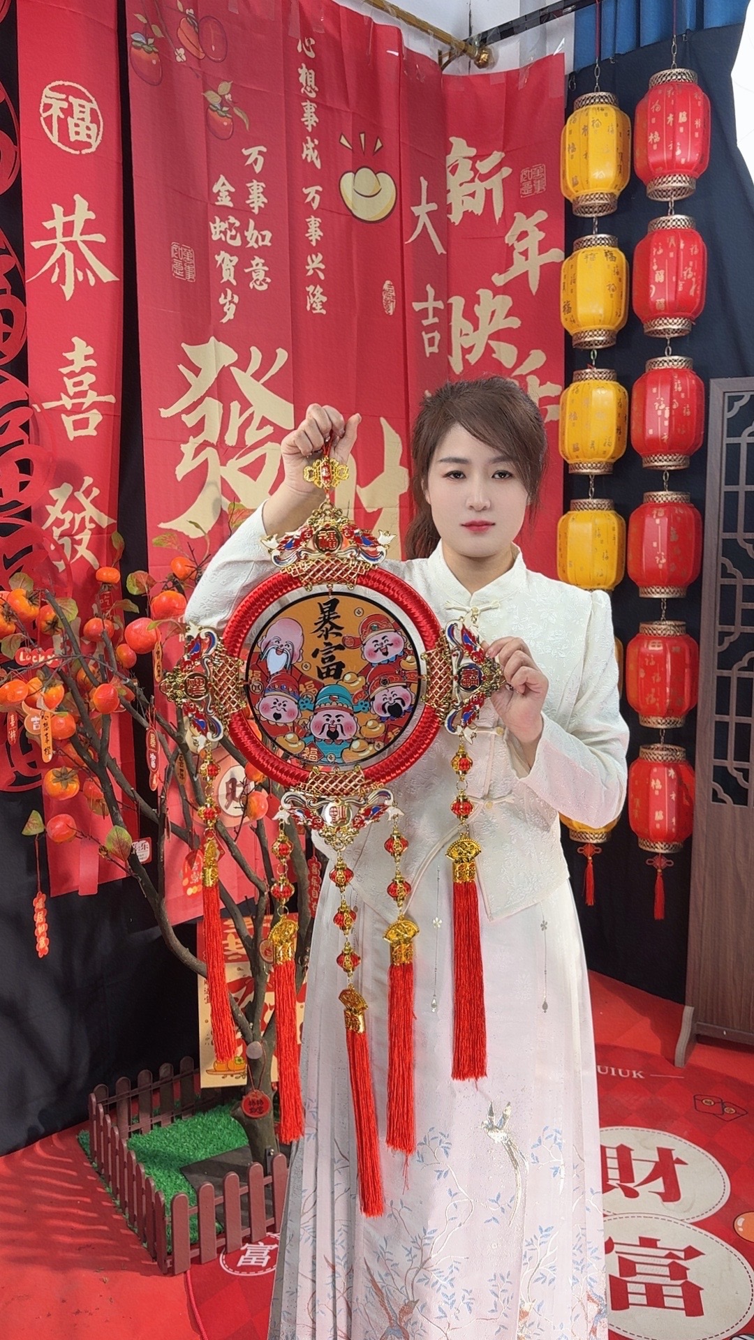 五路财神五福临门大号中国结客厅挂件乔迁新年装饰画2025新款