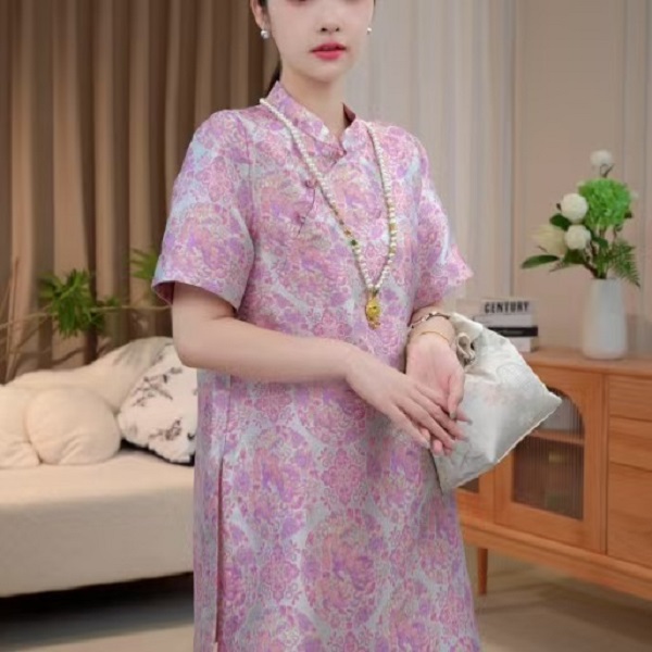 【花团锦簇】新中式国风显瘦小衫夏季新款短袖奥黛款2025B8549—蝴蝶