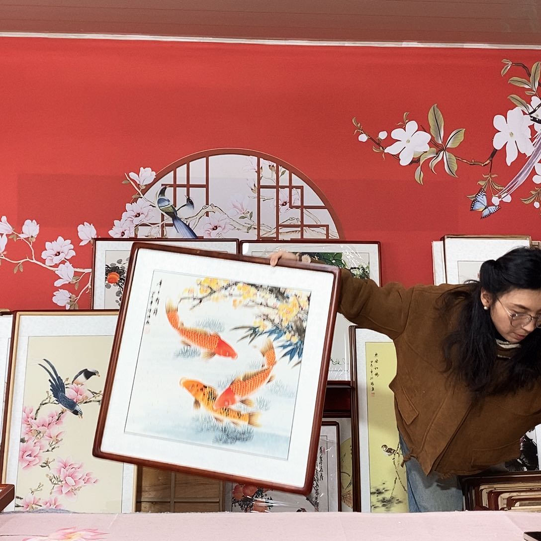 国画手写手绘带框包邮63✖️63