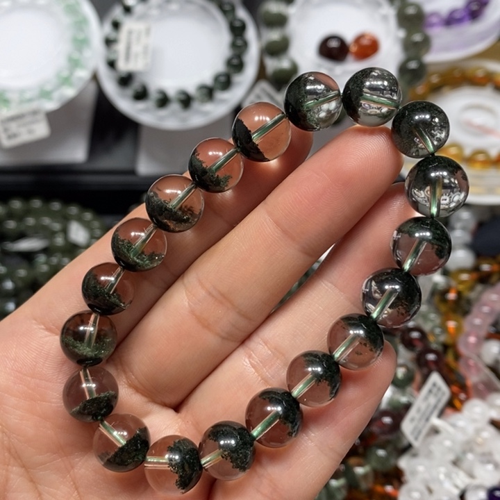 水晶未镶嵌手链绿幽灵聚宝盆手链