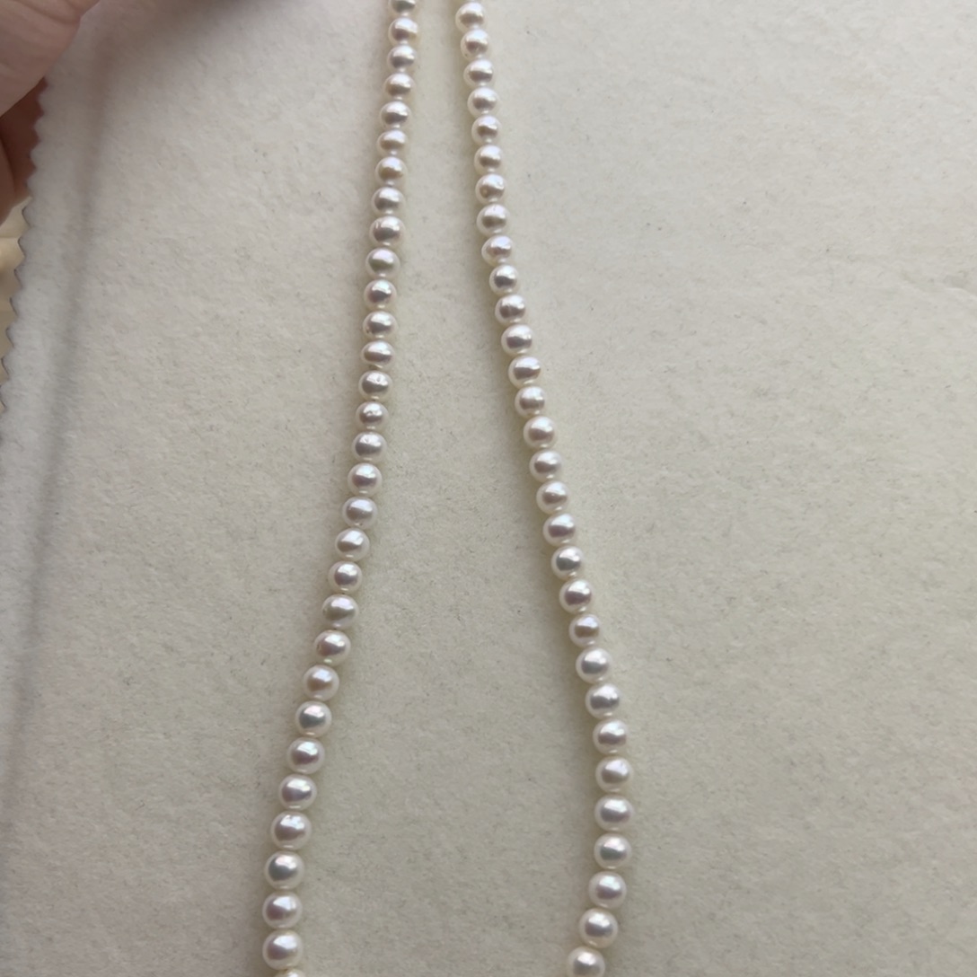 项链银S925镶嵌淡水珍珠5-5.5mm近圆极光淡水无核项链