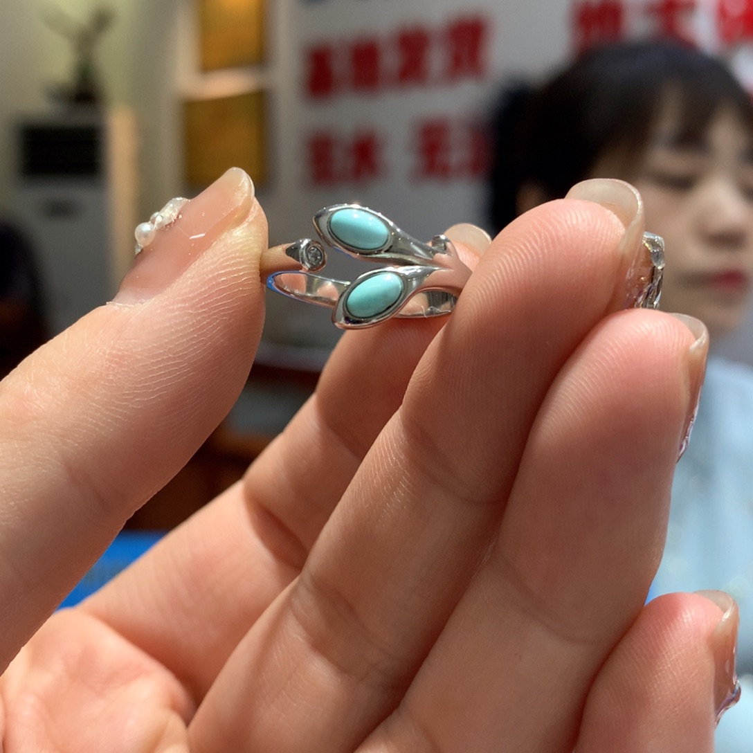 绿松石戒指银S925镶嵌