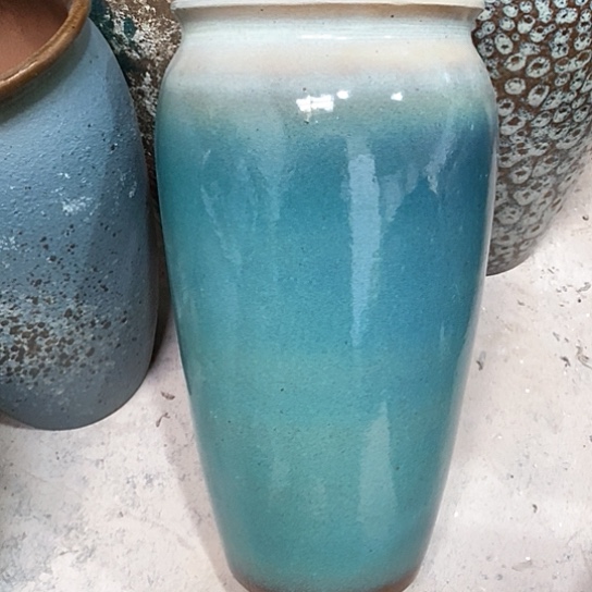 紫砂花盆口20高41绿色