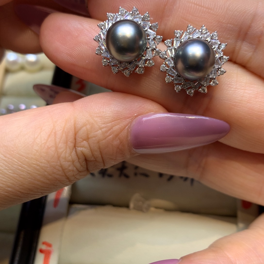 银S925镶嵌耳饰海水珍珠