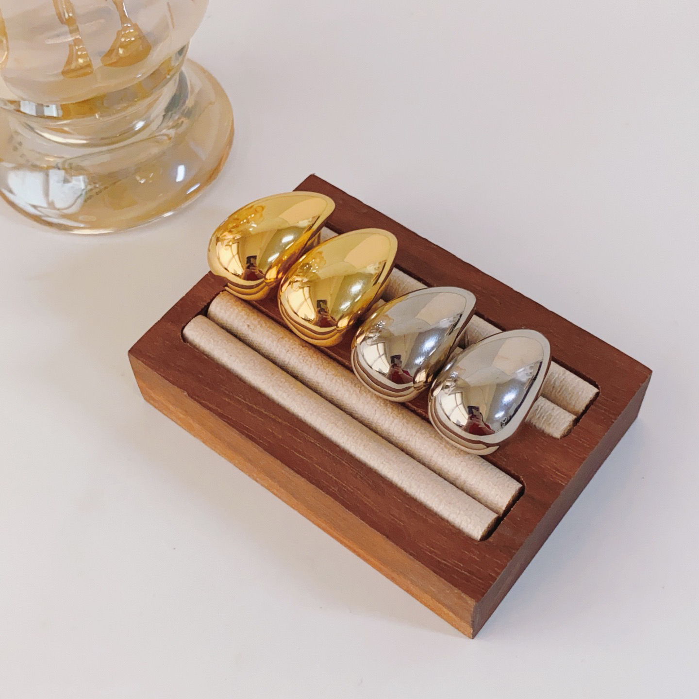 铜合金耳饰 铜镀24k真金 金属水滴耳钉 高级感轻奢大气独特女耳饰