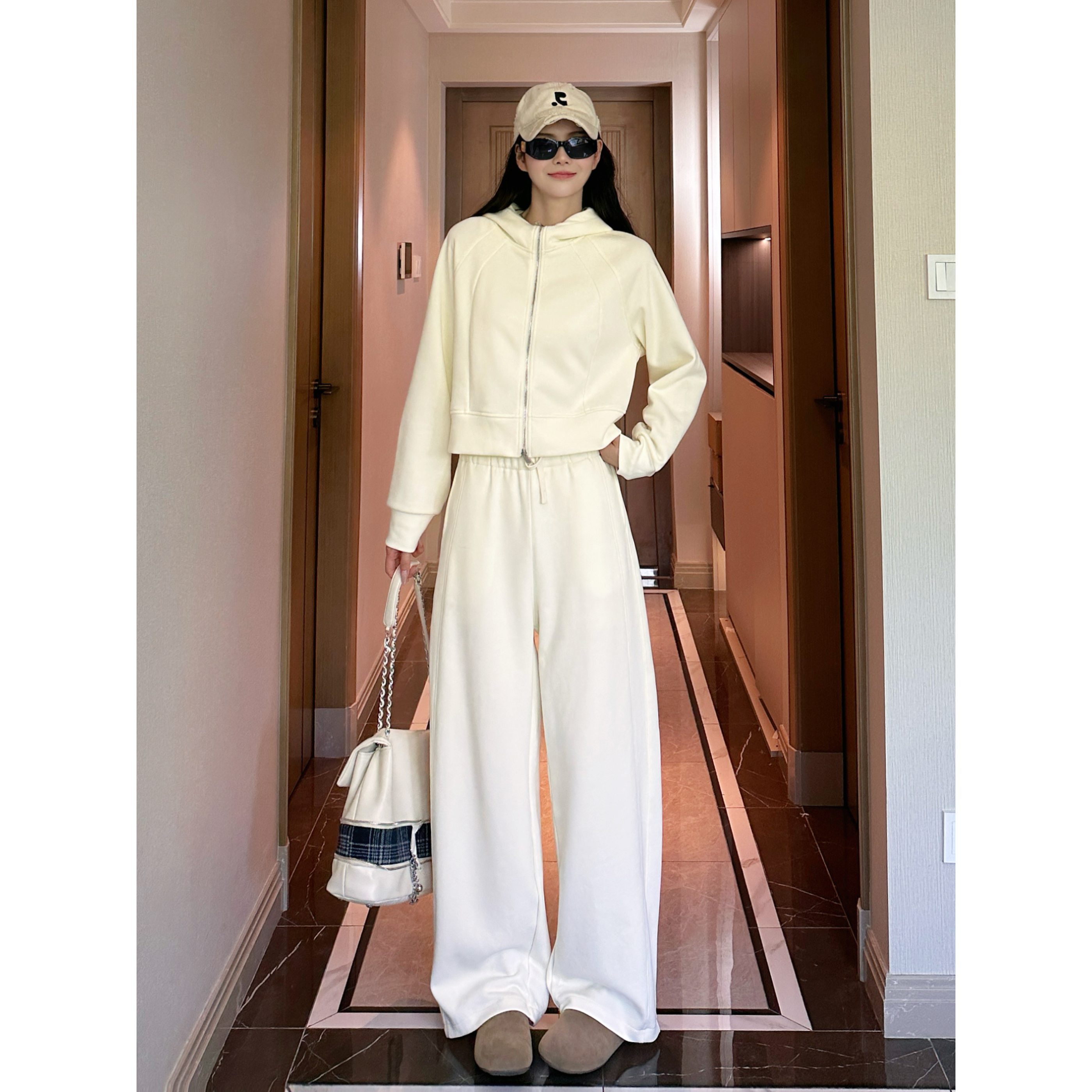 2025春季宽松套装女装新款休闲时尚连帽卫衣+卫裤两件套