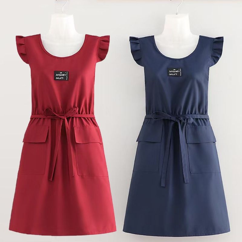 薄款时尚无袖围裙可爱韩版防水防溅围裙时尚背带透气围裙