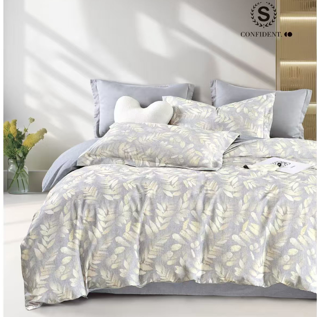 清沐家纺纯棉定制-纯棉高支高密磨绒面料-叶柔-AB版